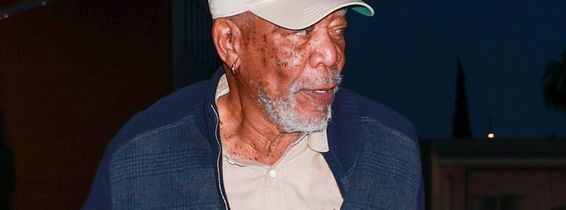 *EXCLUSIVE* Morgan Freeman arrives for dinner at Funke restaurant while wearing his compression glove in Beverly Hills