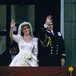 Royal wedding of Prince Andrew Sarah Ferguson  waving to public from balcony at Buckingham Palace