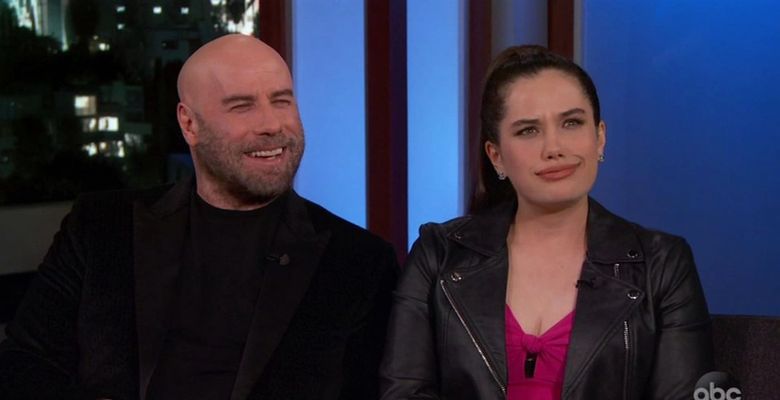 John Travolta and daughter Ella Bleu discuss him going bald and being an embarrassing dad as they appear on Jimmy Kimmel Live!