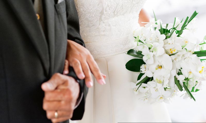 Religious,Event,Of,Marriage,-,Father,And,Daughter,With,Bouquet