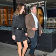 Hugh Grant is seen arriving at Craig's with Anna Eberstein