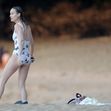 PREMIUM EXCLUSIVE: Captain Marvel star Brie Larson looks stunning in a butterfly one piece as she relaxes at the beach with Elijah Allan-Blitz while on vacation in Hawaii