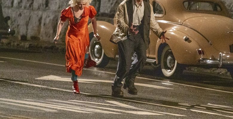 Christian Bale and Jessie Buckley monster kiss in full Frankenstein make up and costume on the set of 'The Bride'