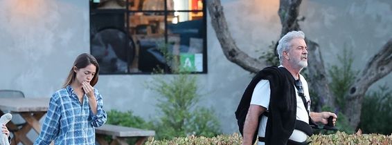 *EXCLUSIVE* Mel Gibson Steps Out with Family in Malibu, Sports Arm Sling Post-Surgery
