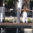 J-Lo puts her mind and body at ease with a stretch at the waterfront in Miami