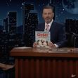 Jennifer Aniston dispels the wildest rumours ever written about her – before bringing out her cute dog Clydeo to help promote her new children’s book on Jimmy Kimmel Live!