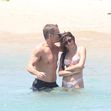 *PREMIUM-EXCLUSIVE* MUST CALL FOR PRICING BEFORE USAGE  - It's family fun in the sun for the American Actor Matt Damon with his wife Luciana Barroso during a day out on the beach during their Greek holiday with the Hemsworths out in Mykonos.*PICTURES TAK