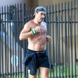 *EXCLUSIVE* Shirtless Colin Farrell works up a healthy sweat running in LA