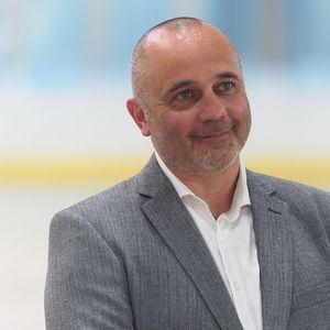 Bucharest, Romania. 4th June, 2024: Nagy Attila Ferenc, president of the Romanian Ice Hockey Federation, speaks during a press conference on the occasion of the technical tests start at the Berceni Arena Ice Rink before the inauguration. The rink was buil