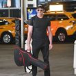 EXCLUSIVE: Hugh Jackman Shows Off His Muscles While Arriving to JFK Airport in New York City.