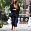 Jennifer Lawrence seen wearing a blue dress and carrying a Dior bag in New York City