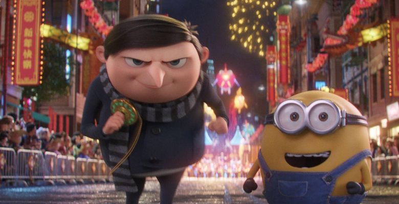Undated film still handout from Minions: The Rise Of Gru. Pictured: Gru (voiced by Steve Carell) and Minion Otto. PA Feature SHOWBIZ Film Reviews. Picture credit should read: PA Photo/Universal Studios. All Rights Reserved. WARNING: This picture must only