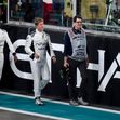 Brad Pitt and cast seen filming scenes for his latest film "F1" x at Yas Marina Circuit on December 8, 2024 in Abu Dhabi, United Arab Emirates.