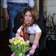 The American Actress and singer Lady Gaga threw flowers to her fans upon leaving the Boscolo Hotel in Rome.