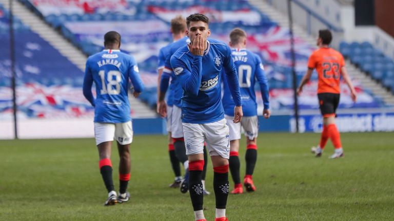 Rangers v Dundee United, Scottish Premiership, Football, Ibrox Stadium, Glasgow, Scotland, UK - 21 Feb 2021