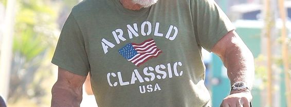 *EXCLUSIVE* Arnold Schwarzenegger looks excited while promoting his new TV show FUBAR