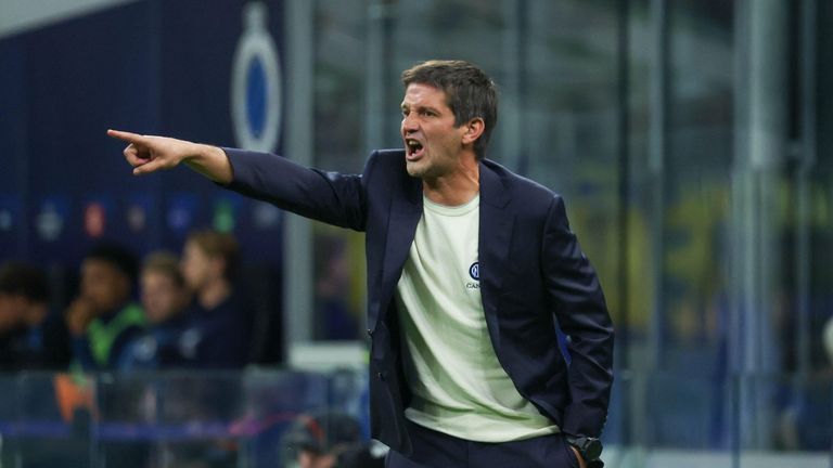 IPA89648468 - Champions League, Group Stage, Day 2, Meazza Stadium, Inter vs. Club Brugge; pictured: Coach Cristian Chivu (Inter)