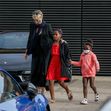 *EXCLUSIVE* Charlize Theron has dinner with her two children Jackson and August at Nobu