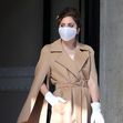 *PREMIUM-EXCLUSIVE* MUST CALL FOR PRICING BEFORE USAGE - Stylish-looking Superstar singer Lady Gaga makes her first public appearance since her traumatic incident with her dogs as she leaves her hotel in Rome.