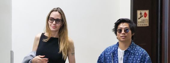 *EXCLUSIVE* Angelina Jolie is spotted on a mother/son dinner night at Sushi Park in West Hollywood and Pax pays on his AMEX!