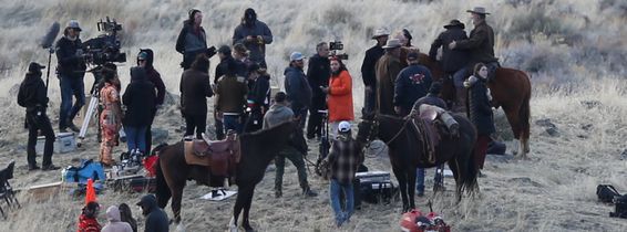 Alec Baldwin Films A Sunset Scene On The Set Of â€�Rustâ€™ In Montana