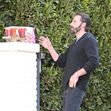 PREMIUM EXCLUSIVE Ben Affleck Emerges With Slicked Back Hair As He Retrieves His Breakfast Delivery