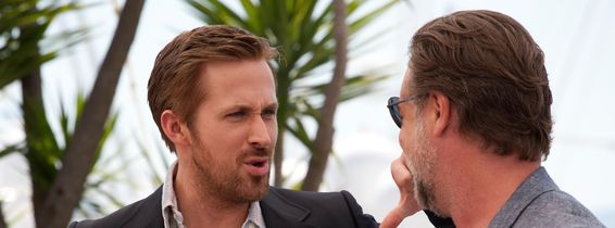 Cannes, France. 15th May, 2016. Actors Ryan Gosling and Russell Crowe at the The Nice Guys film photo call at the 69th Cannes Film Festival Sunday 15th May 2016, Cannes, France. © Doreen Kennedy/Alamy Live News