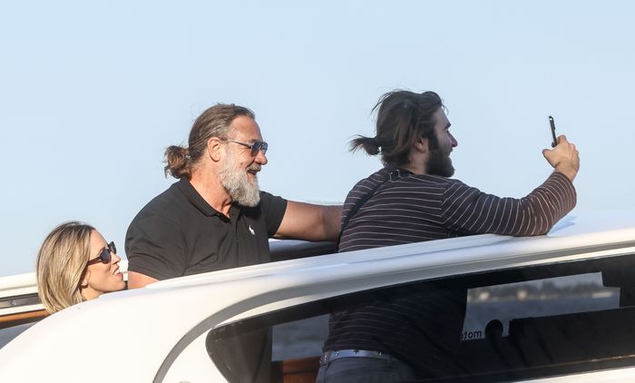Hollywood Star Russell Crowe arrives in Venice with family during the 83rd Venice Film Festival.