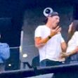 Ashton Kutcher and Mila Kunis at the Backstreet Boys concert