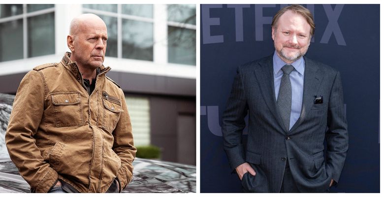 Bruce Willis și regizorul Rian Johnson