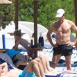 *EXCLUSIVE* WEB MUST CALL FOR PRICING  - Showing off his impressive physique out in the Italian sunshine, The British Actor Orlando Bloom with his daughter Daisy enjoy a day at the beach out in Porto Cervo.*PICTURES TAKEN ON 04/07/2024*