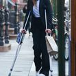 *EXCLUSIVE* One Step at a time! Actress Brooke Shields walks on crutches after breaking her femur