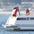 EXCLUSIVE: Leonardo DiCaprios mother Irmelin Dicaprio and her boyfriend arrive at Hotel du Cap Eden Roc in Antibes during Cannes Film Festival