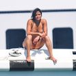 *PREMIUM-EXCLUSIVE* MUST CALL FOR PRICING BEFORE USAGE - STRICTLY NOT AVAILABLE FOR ONLINE USAGE UNTIL 22:20 PM UK TIME ON 24/08/2021 - The American Actress Michelle Rodriguez shows off her voluptuous sexy figure as she soaks up the hot Italian sunshine