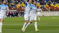 Escaldes-Engordany, Andorra, 22nd Oct 2026. Assad Al-Hamlawi celebrates scoring for Universitatea Craiova during the UEFA Conference League match between Inter Escaldes and Universitatea Craiova. Credit: Gorka Urresola Elvira/Alamy Live News.
