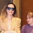 Angelina Jolie And Her Daughter Vivienne Leave A Producer's Meeting For "The Outsiders" In Times Square In New York City