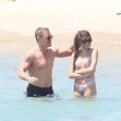 *PREMIUM-EXCLUSIVE* MUST CALL FOR PRICING BEFORE USAGE  - It's family fun in the sun for the American Actor Matt Damon with his wife Luciana Barroso during a day out on the beach during their Greek holiday with the Hemsworths out in Mykonos.*PICTURES TAK