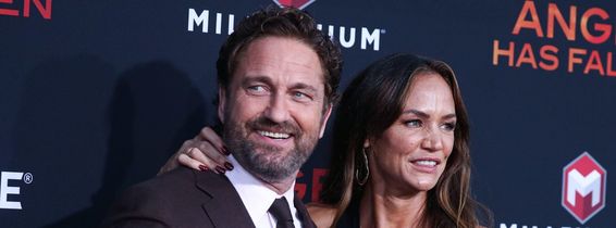 Westwood, United States. 20th Aug, 2019. WESTWOOD, LOS ANGELES, CALIFORNIA, USA - AUGUST 20: Actor Gerard Butler and girlfriend Morgan Brown arrive at the Los Angeles Premiere Of Lionsgate's 'Angel Has Fallen' held at the Regency Village Theatre on August