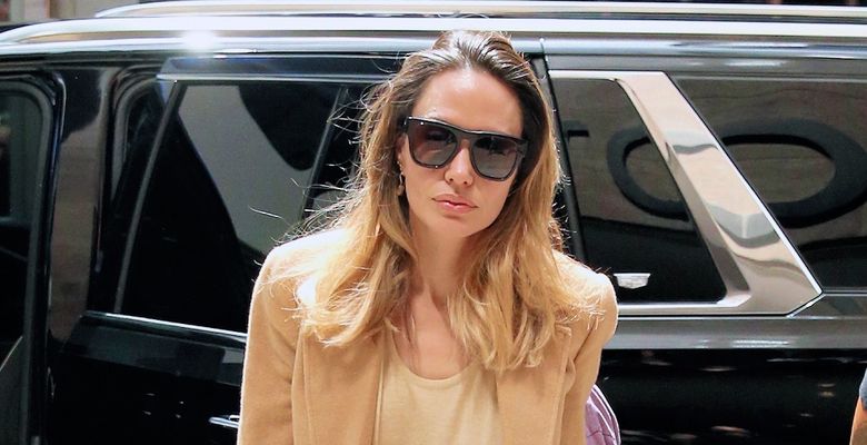 Angelina Jolie heads to a Broadway play in an all-brown outfit in New York City