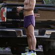 *EXCLUSIVE* Colin Farrell sports VERY short shorts for run around Coldwater Canyon Park