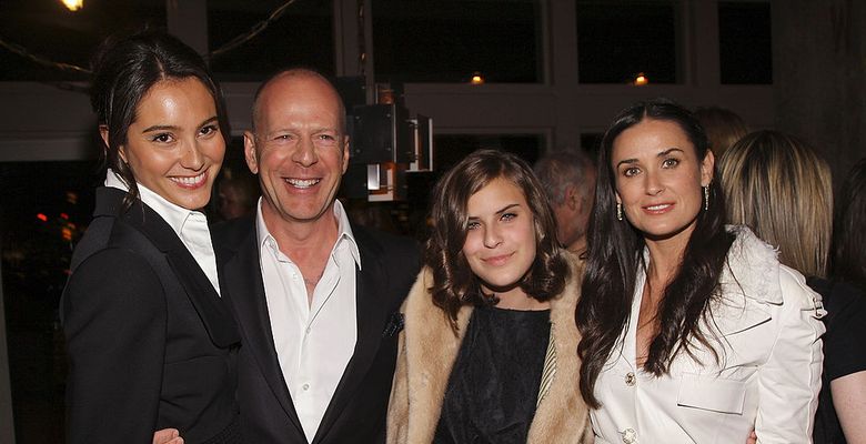 Demi Moore, fiica Tallulah, Bruce Willis și soția lui, Emma.