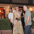 *EXCLUSIVE* The American Actress Sharon Stone looks in great spirits as she enjoys a spot of dinner with Gabriele Israilovici and son Laird at Dal Bolognese restaurant during a visit to the eternal city of Rome.