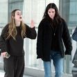 *EXCLUSIVE* Friends American actress Courteney Cox and her daughter Coco Arquette are pictured arriving at Heathrow airport, Mother and daughter seemed to be having an animated conversation.
