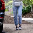 EXCLUSIVE: Calista Flockhart is Spotted Walking Her Dogs with an Acquaintance in Los Angeles.
