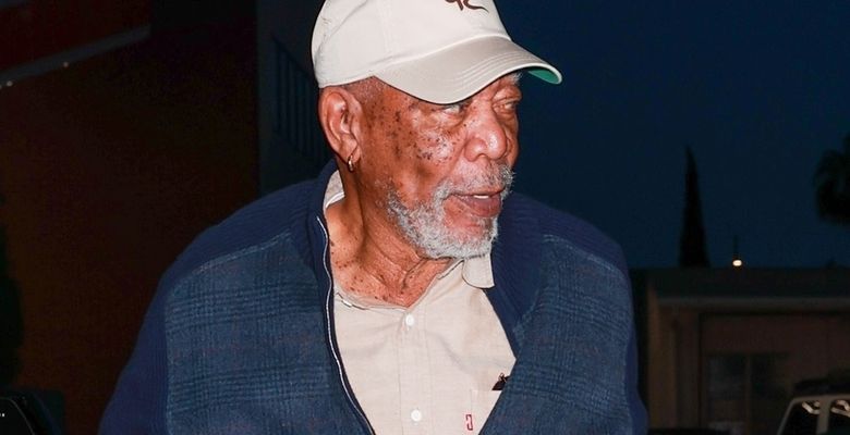 *EXCLUSIVE* Morgan Freeman arrives for dinner at Funke restaurant while wearing his compression glove in Beverly Hills