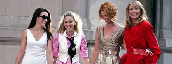 LIBRARY. USA. Sarah Jessica Parker , Kim Cattrall , Kristin Davis  and  Cynthia Nixon in ©HBO classic TV series  : Sex and the City (1998C2004). Ref: LMK106-J6699-300720Supplied by LMKMEDIA. Editorial Only.Landmark Media is not the copyright owner of t