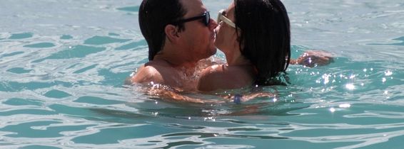 *PREMIUM-EXCLUSIVE* *MUST CALL FOR PRICING* Actor Mark Wahlberg and wife Rhea show of their sizzling beach bodies