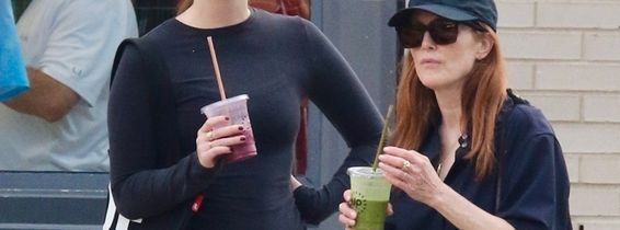 *EXCLUSIVE* Julianne Moore and her daughter Liv enjoy a smoothie and walk in New York