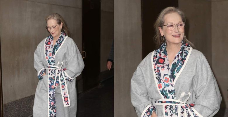 Meryl Streep a ieșit pe stradă într-o haină care pare a fi halat de baie. Profimedia