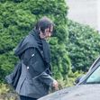 Keanu Reeves leaving his hotel in pouring rain, Berlin, Germany